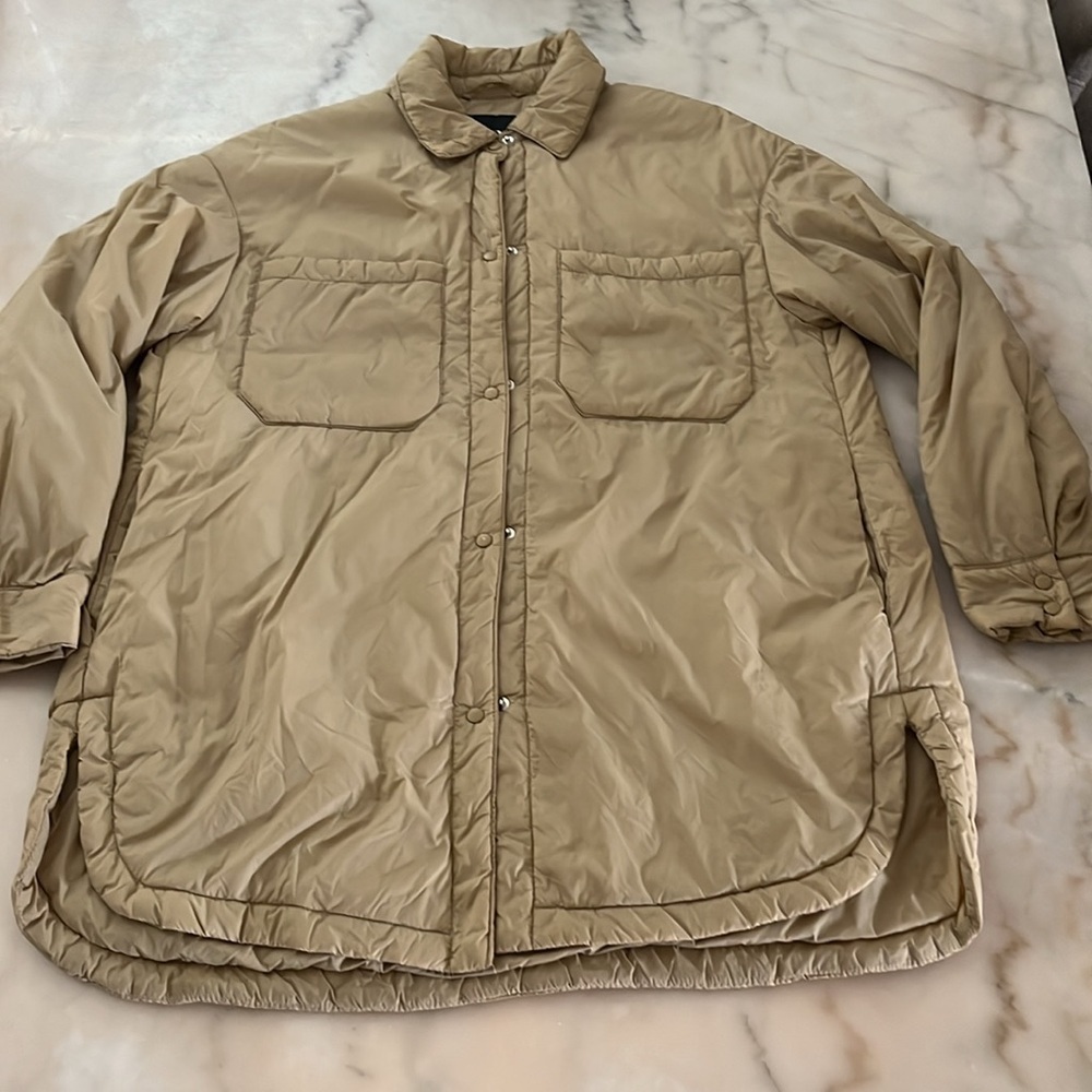 Zara quilted water repellent oversized jacket Overshirt Beige Sz XS 4341/739 - Picture 12 of 16